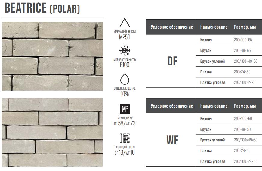 BEATRICE (POLAR)  WF 210х100х50 мм, Кирпич ручной формовки Engels baksteen