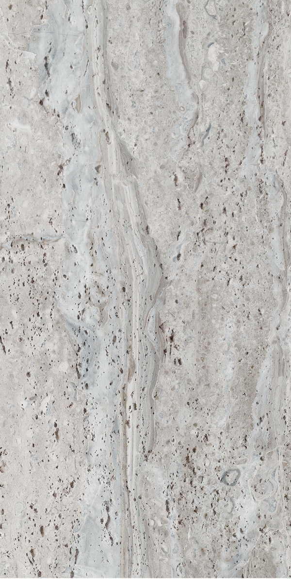 Greece Travertine Anna Light Grey (светло-серый травертин с мягкой текстурой) — гибкий камень 1200×600 мм