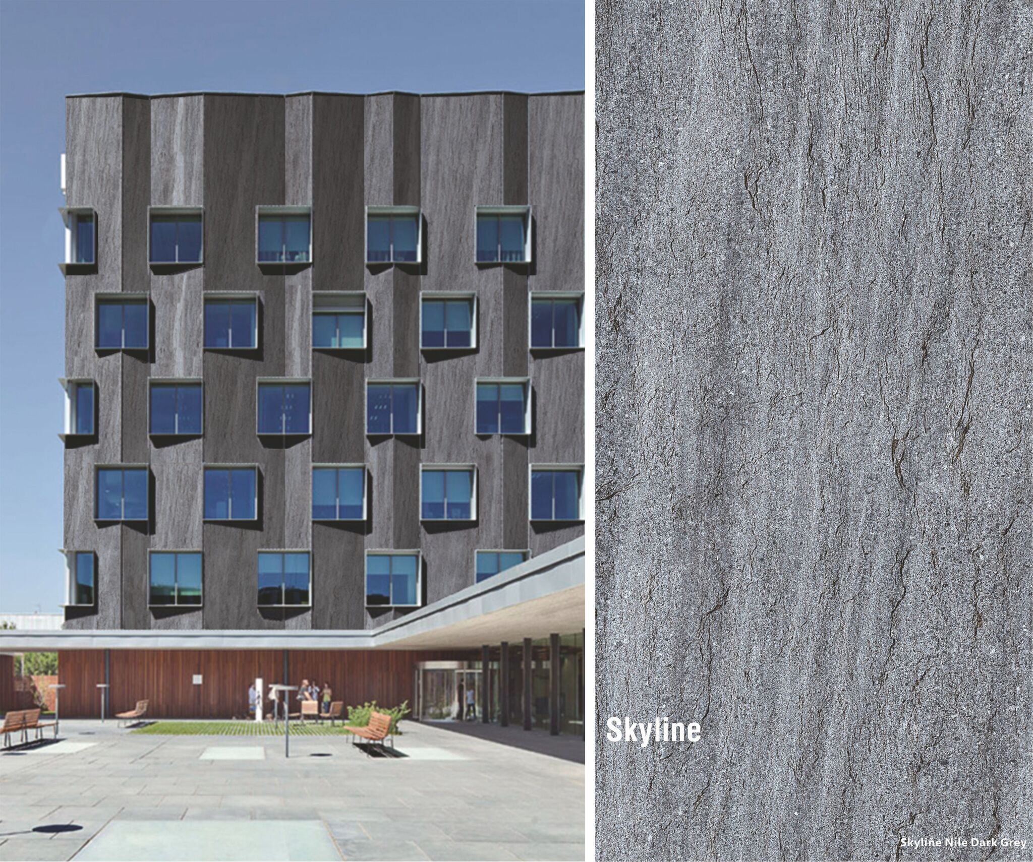 Skyline Nile Dark Grey (тёмно-серый архитектурный камень с гладкой каменной фактурой)  гибкий камень 1200×600 мм