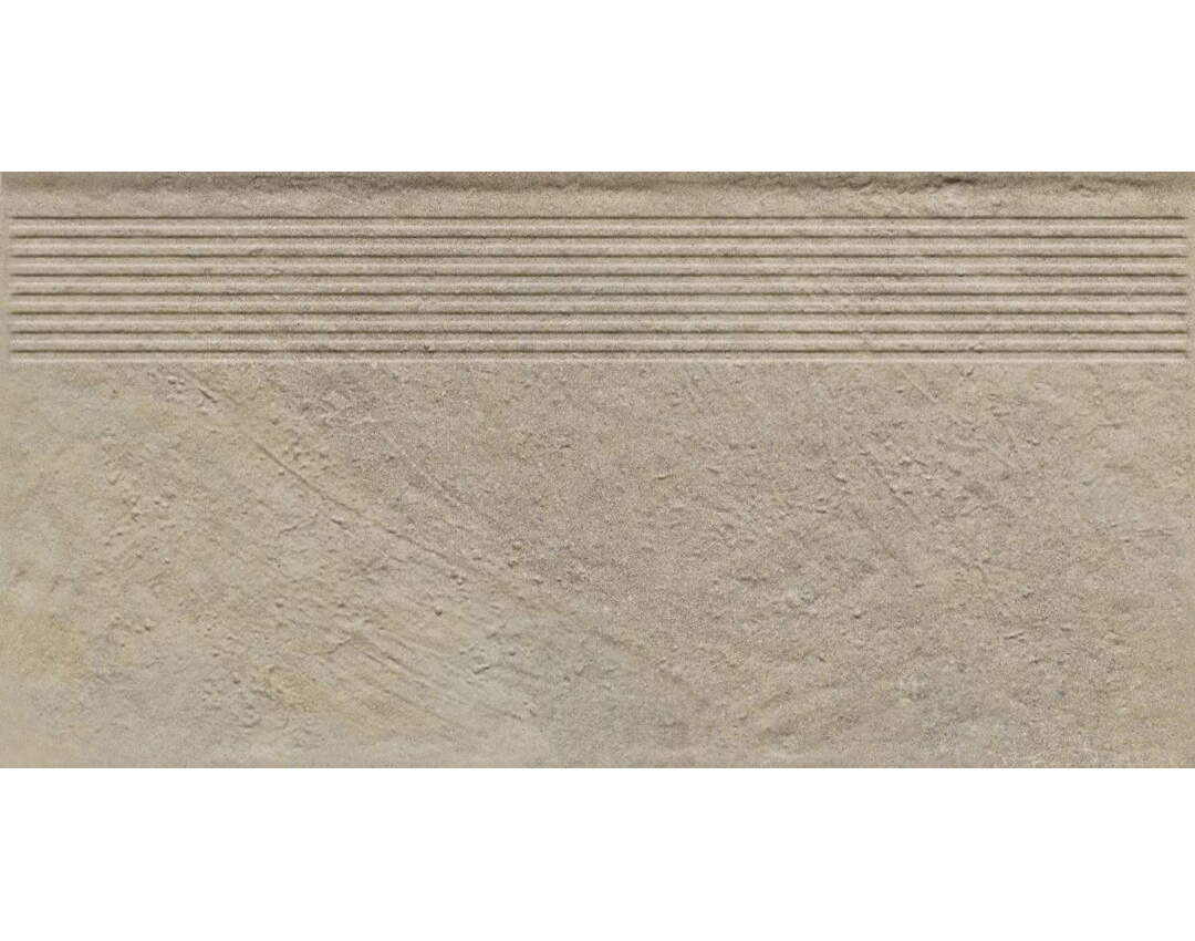 Клинкерная ступень с насечками Eremite Crema 600*300*8,5 мм – для улицы, террасы, крыльца, лестницы, морозостойкая