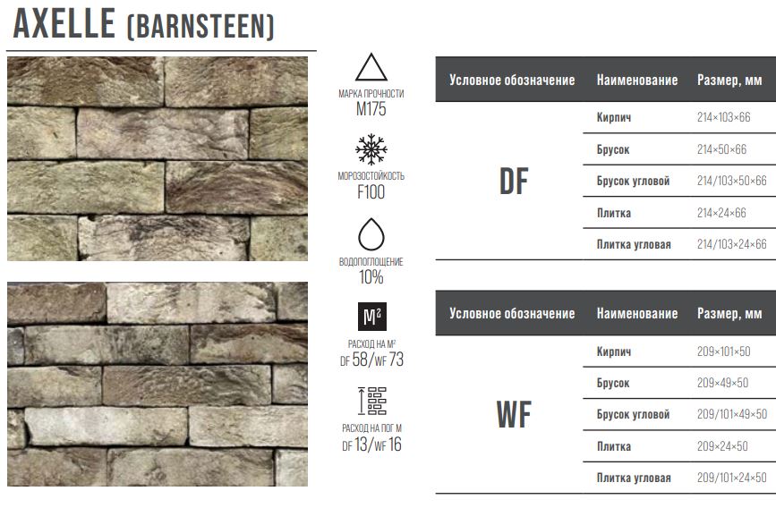AXELLE (BARNSTEEN)  WF 209х101х50 мм, Кирпич ручной формовки Engels baksteen