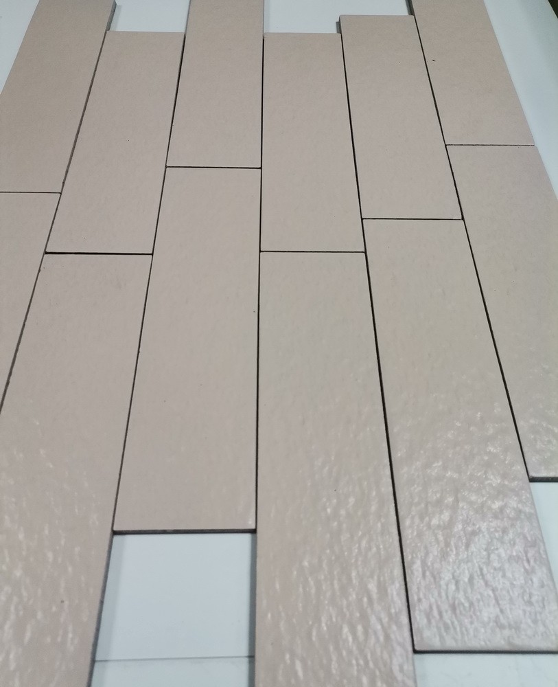 Амстердам-7 рельефная, белая клинкерная фасадная плитка под кирпич 245*65*7 мм, керамин