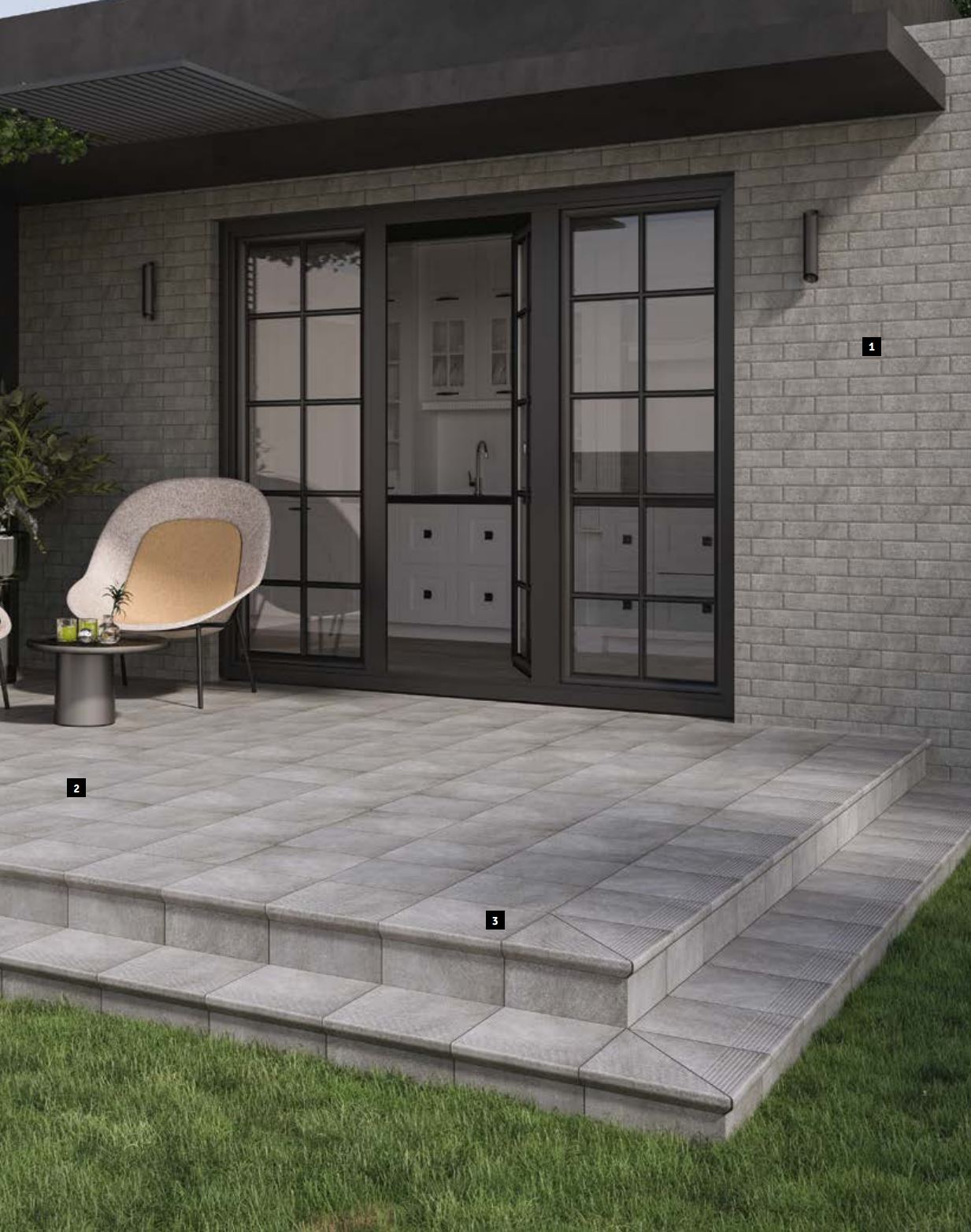 Клинкерная плитка Mattone Pietra Grafit 300x300x11 – для улицы, террасы, крыльца, лестницы, морозостойкая