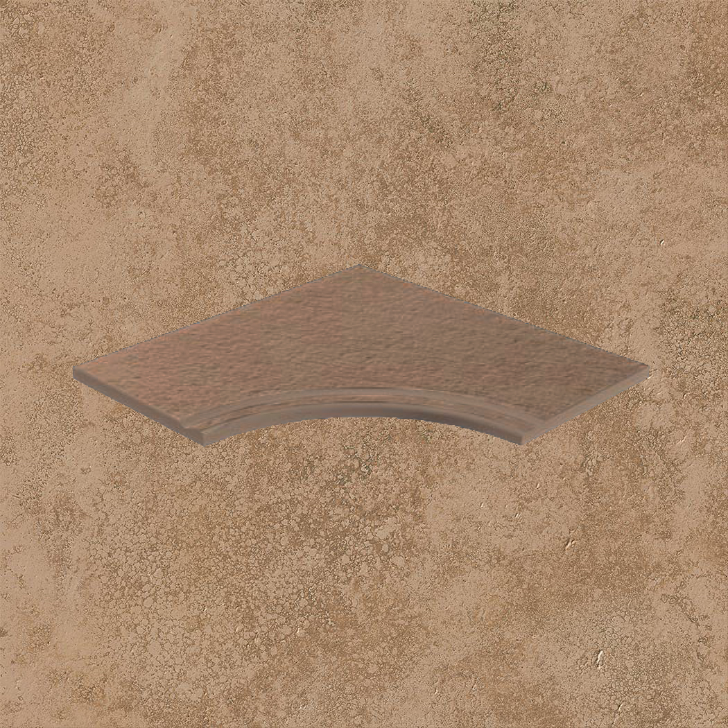 Тротуарная плитка Бежевая Lastra. Спец. Элемент- Бортик Изогнутый с Выемкой Закругленный 30 Лэндстоун Волнат \ Landstone Walnut Curvilineo Svasato Round 30  300х600х20мм
