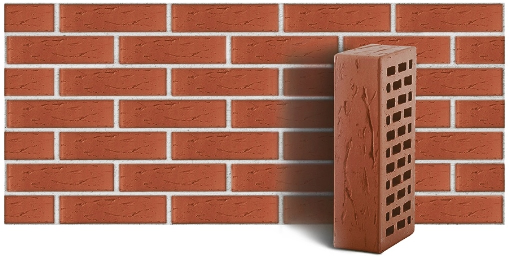 Кирпич лицевой керамический ЛСР пустотелый темно-красный рустик М175 250*120*65 мм