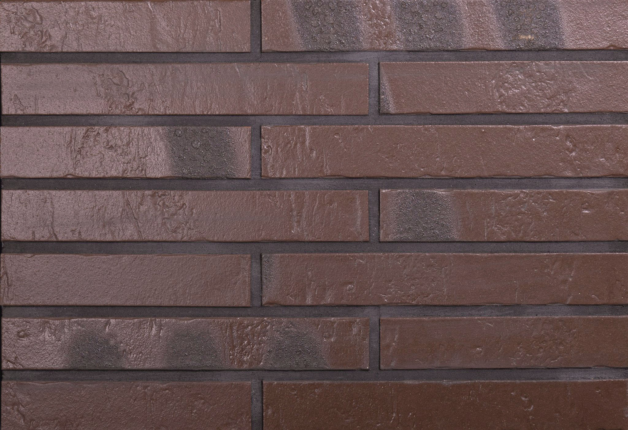 Клинкерная фасадная плитка под кирпич ригельная Langformat ABC Alaska Braun KohleBrand Schieferstruktur 365*52*10 мм