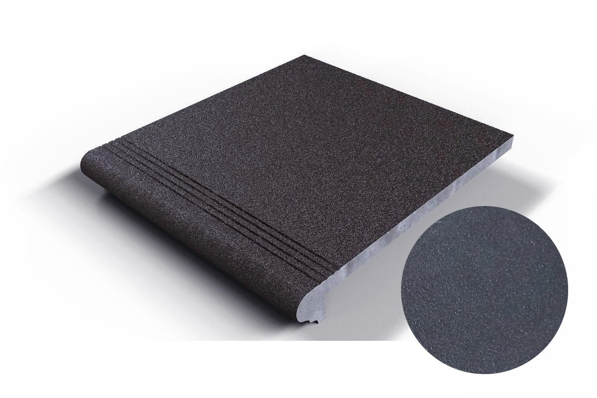 501 Ступень Флорентинер фронтальная противоскользящая с насечками, антрацит 330*310*17 мм