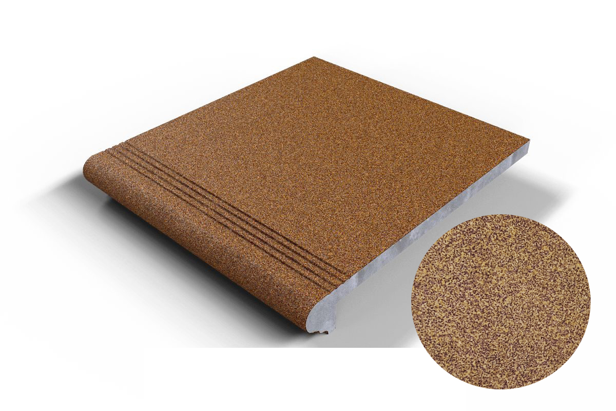 607 Ступень Флорентинер фронтальная противоскользящая с насечками, песочная 330*310*17 мм