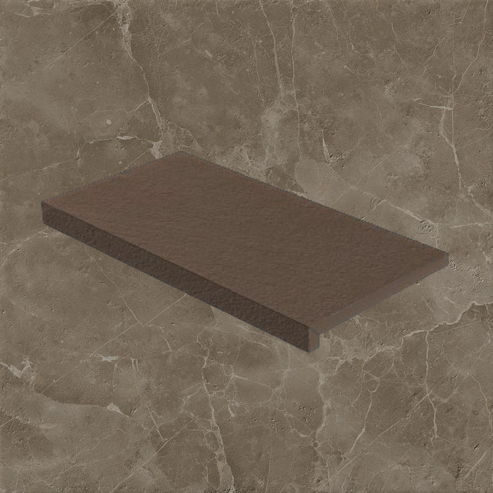 Тротуарная плитка Светло-коричневая Lastra. Спец. Элемент- Ступень Угловая Пс Супернова Стоун Грей \ Supernova Stone Grey Scalino Angolare Dx 330х600х20мм