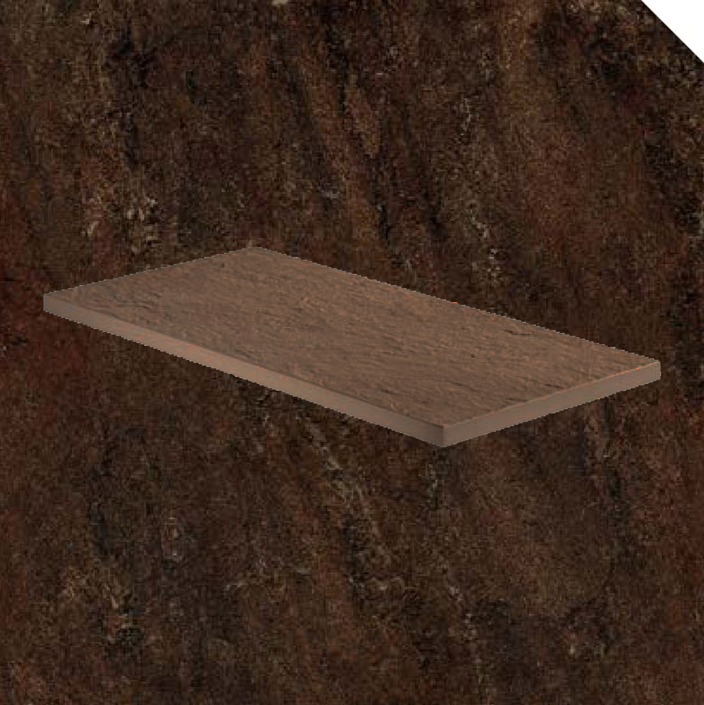 Тротуарная плитка Коричневая Lastra. Спец. Элемент-Бортик Лэндстоун Браун \ Landstone Brown Lineare 300х600х20мм