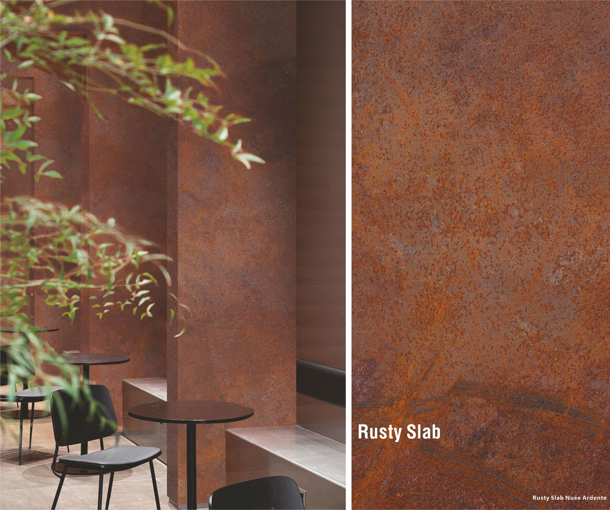 Rusty Slab Copper (медно-рыжий ржавый металл с тёплыми переливами)  гибкий камень 1200×600 мм