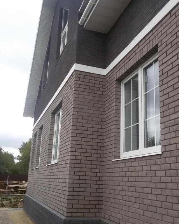 Клинкерная фасадная плитка облицовочная под кирпич Stroeher (Штроер) Zeitlos 237 austerrauch рельефная, 400*71*14 мм