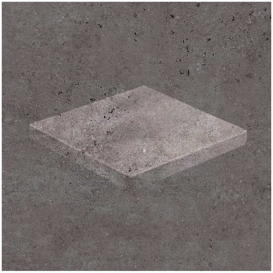 Клинкерная Ступень лофт Угловая противоскользящая плитка Stroeher KERAPLATTE GRAVEL BLEND 963 blackkawe 340*340*35*11 мм