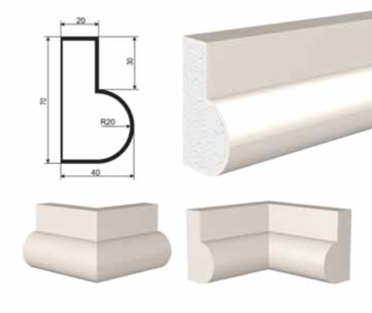 МОЛДИНГ цокольный для Фасада и Интерьера - лепнина, декор из пенополистирола ЦВ-70/1 70*40*2000 мм