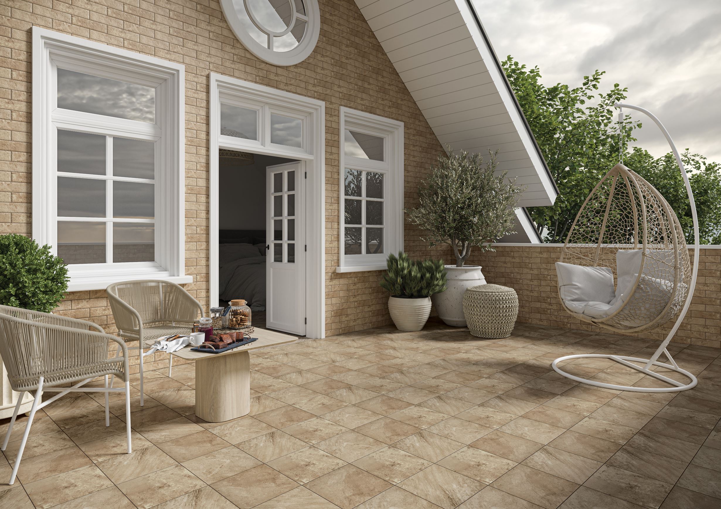 Клинкерная плитка Mattone Pietra Beige 300x300x11 – для улицы, террасы, крыльца, лестницы, морозостойкая