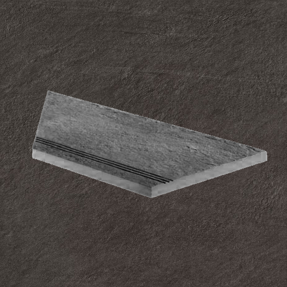 Тротуарная плитка Черная Lastra. Спец. Элемент- Ступень Угловая Линеаре Лс 30x60 Лэндстоун Найт \ Landstone Night Gradino Lineare Angolo Sx 300х600х20мм