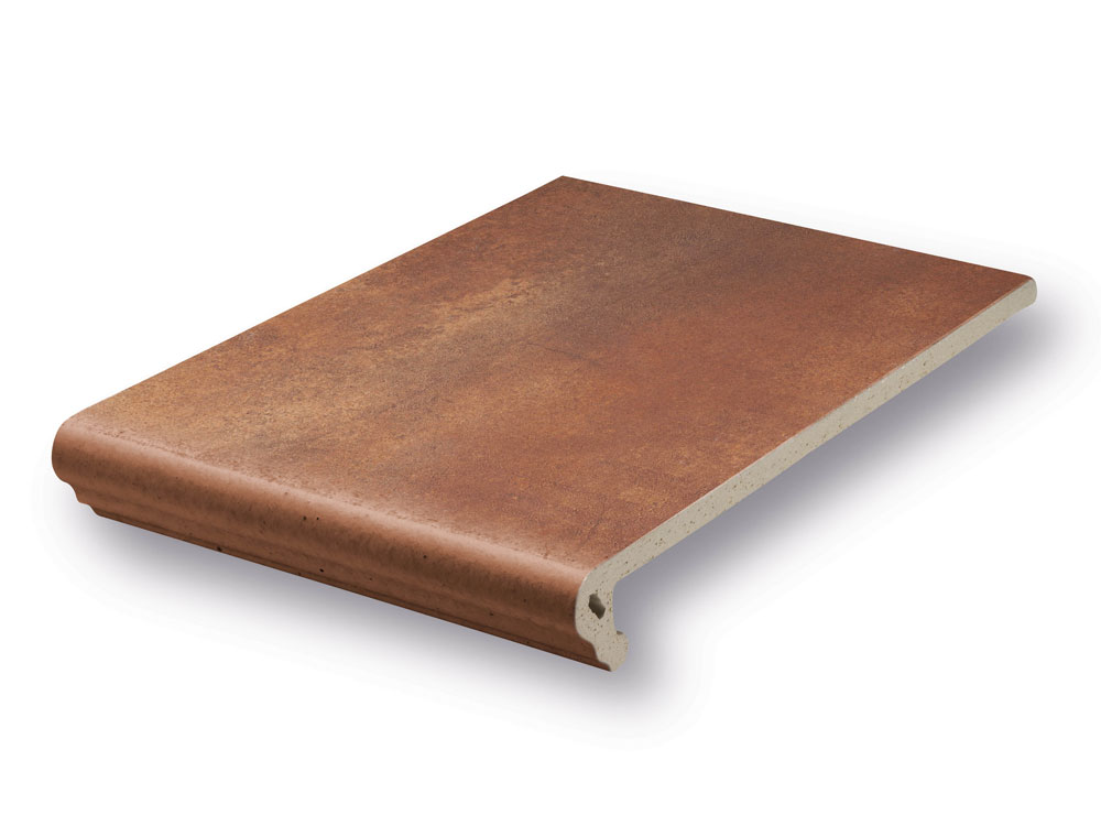 Клинкерная ступень флорентинер противоскользящая плитка Stroeher KERAPLATTE AERA T 728 core 340*294*12 мм