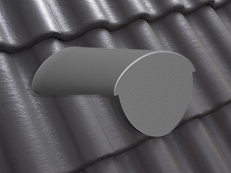 Конечная коньковая черепица натуральная цементно-песчаная Classic графит 48, Kriastak Baltic tile