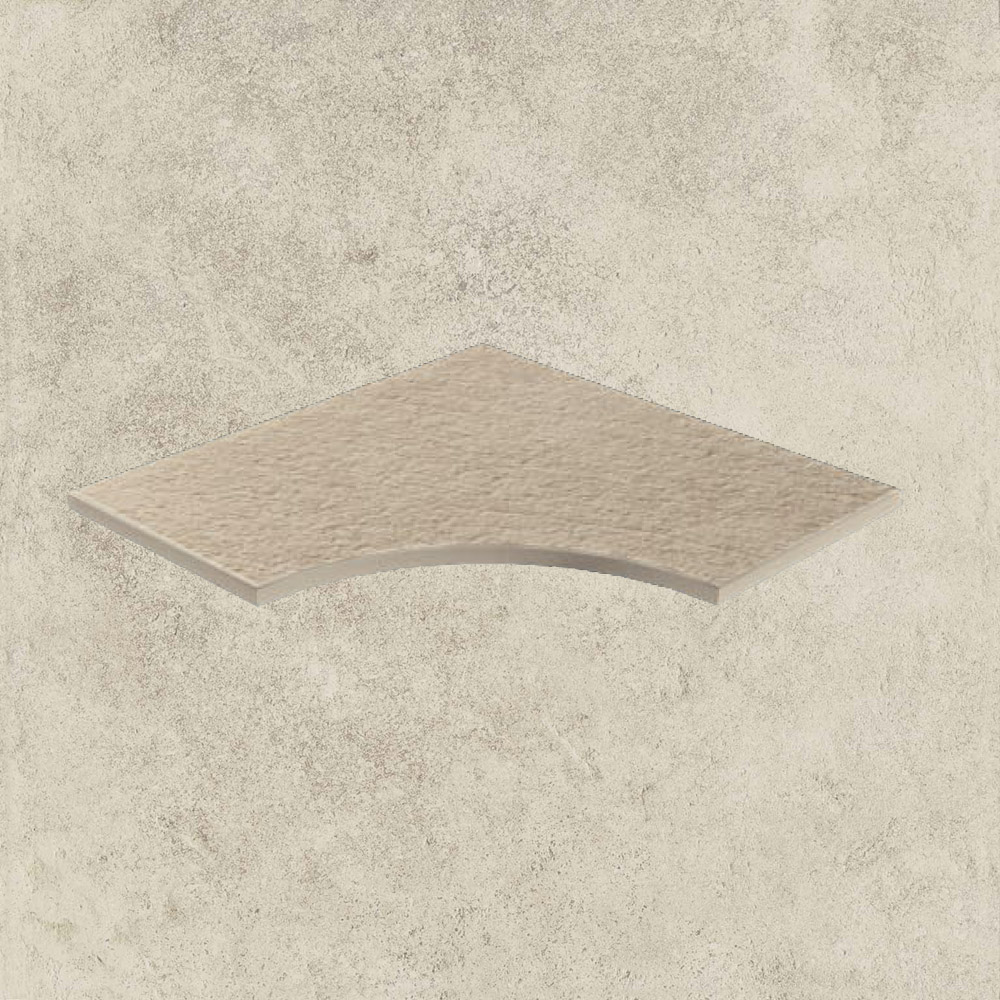 Тротуарная плитка Белая Lastra. Спец. Элемент- Бортик Изогнутый Закругленный 30 Дрифт Вайт \ Drift White Curvilineo Round 30 300х600х20мм