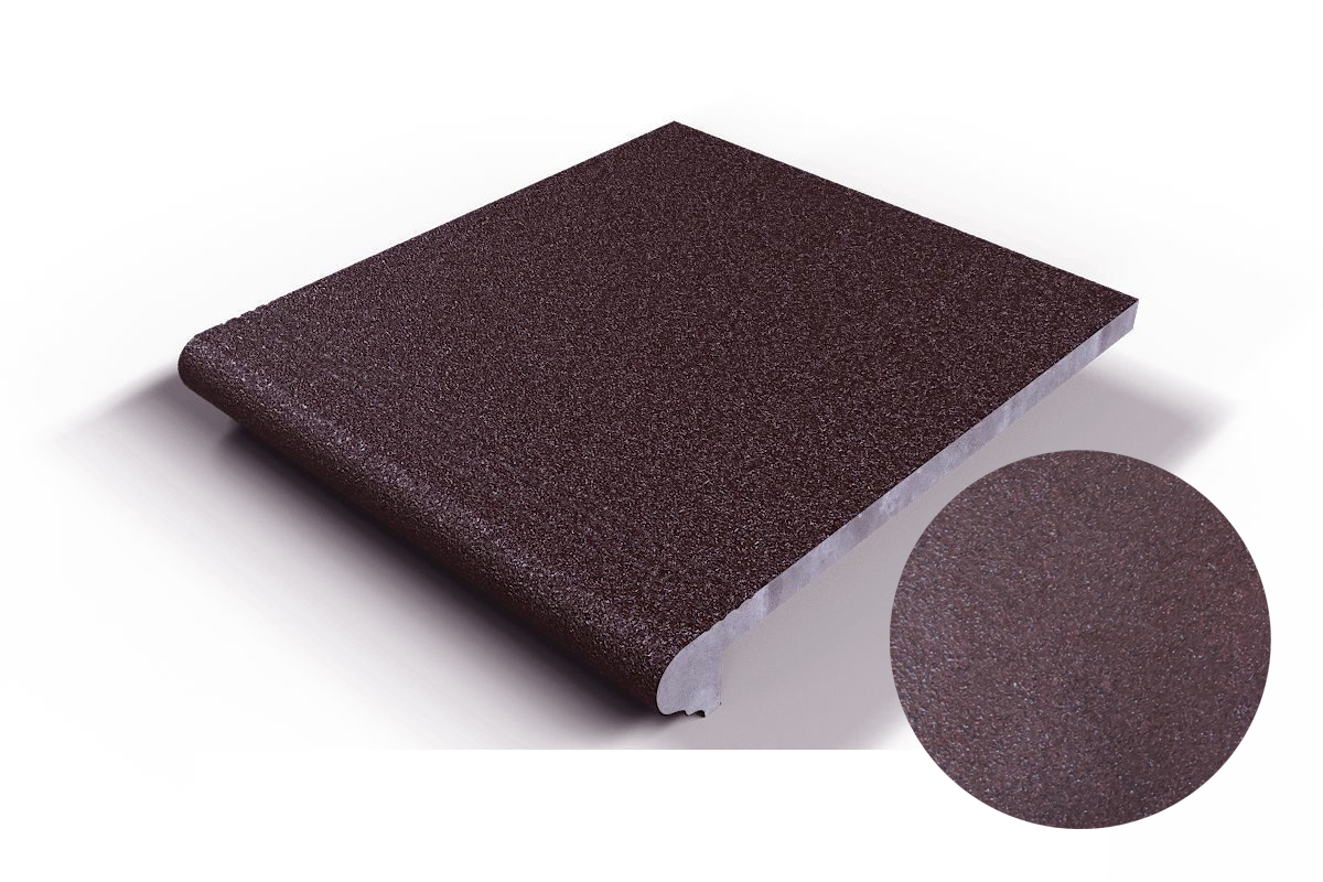 104 Ступень Флорентинер фронтальная противоскользящая с насечками, коричневый бордо 330*310*17 мм