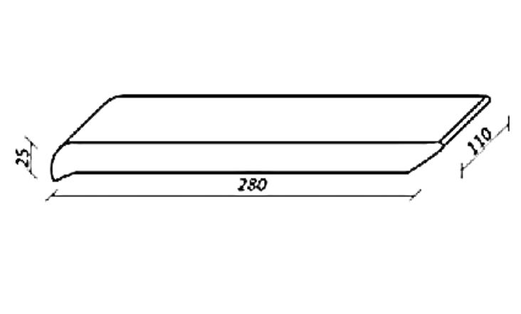 280*110*25 мм ОК28 каштановый Клинкерный подоконник - фасад дома ZG Klinker