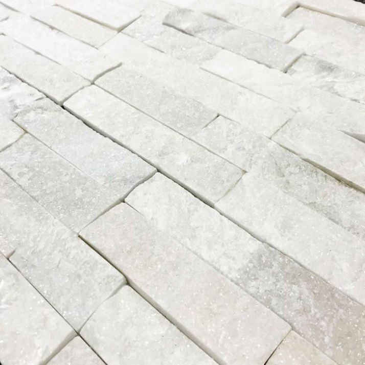 Кварцит Белый 600*150*10-20 мм, натуральный камень для интерьера BD