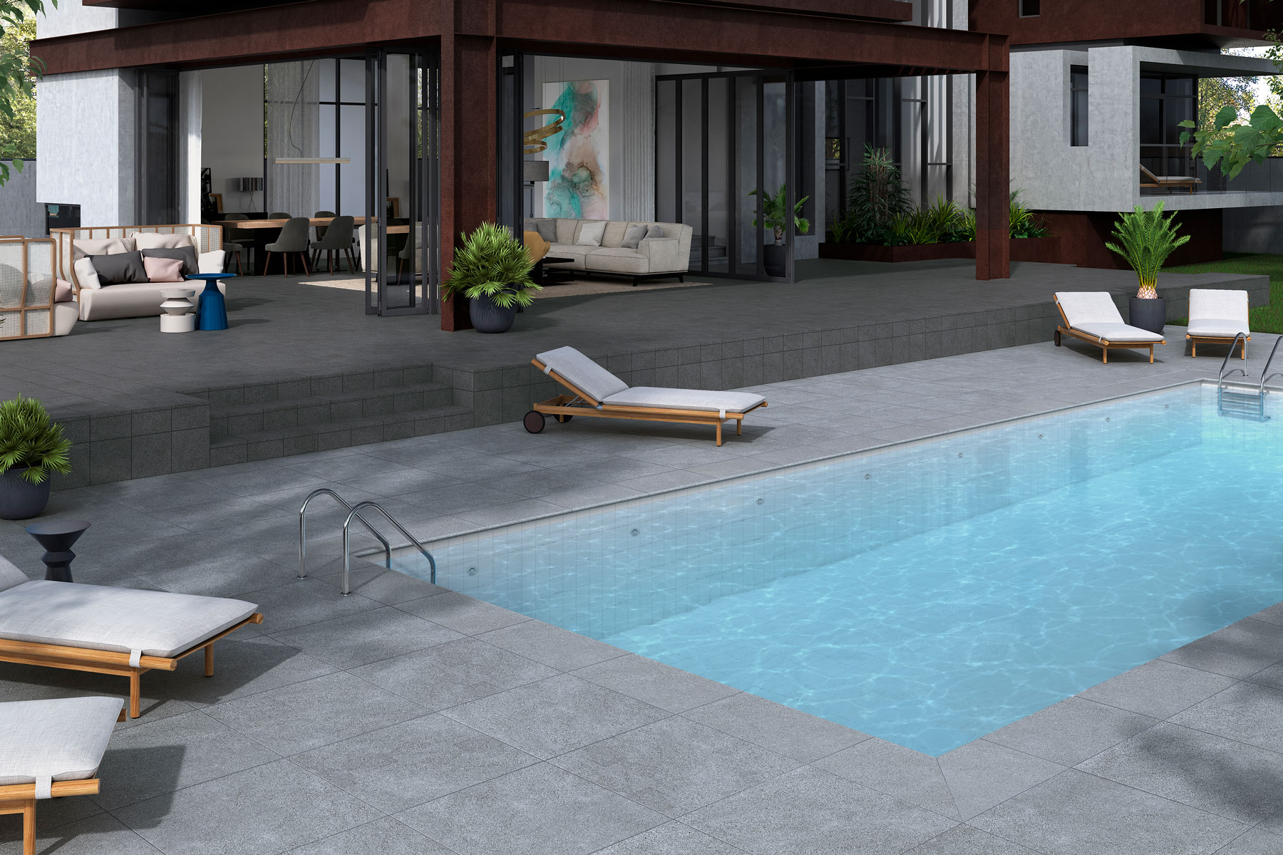 Milan Gris Exagres 330*330*12 мм, клинкерная ступень лофт- с капиносом, противоскользящая