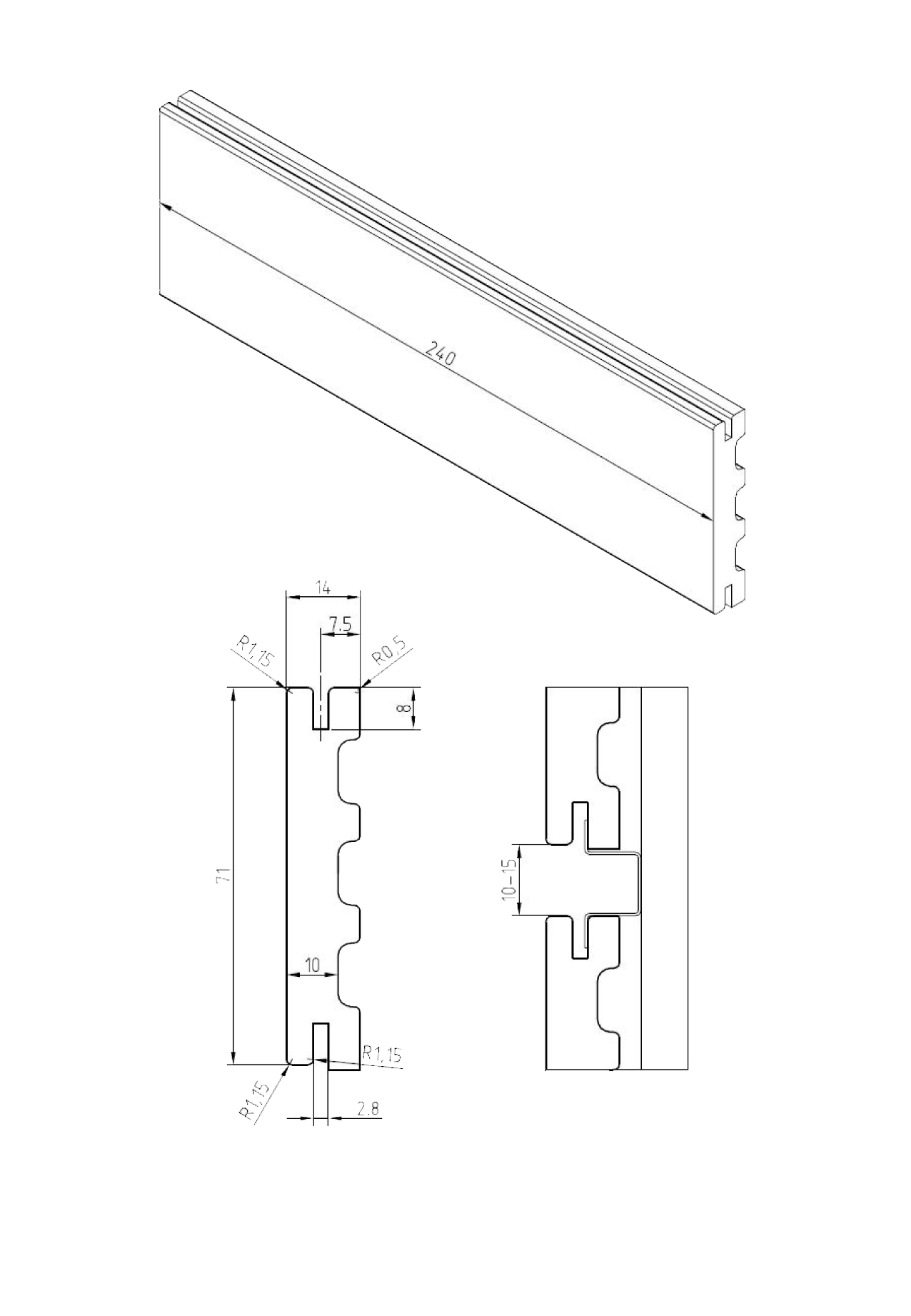 Клинкерная Плитка для Вентилируемых фасадов с расшивкой шва ABC №9009 240*71*14 мм