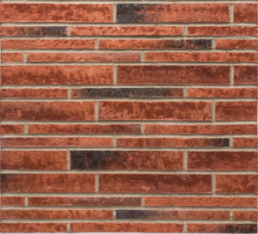 Клинкерная фасадная плитка облицовочная под кирпич Stroeher (Штроер) Zeitlos 353 eisenrost рельефная, 400*35*14 мм