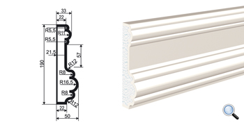 МОЛДИНГ цокольный для Фасада и Интерьера - лепнина, декор из пенополистирола ЦВ-190/1 190*50*2000 мм