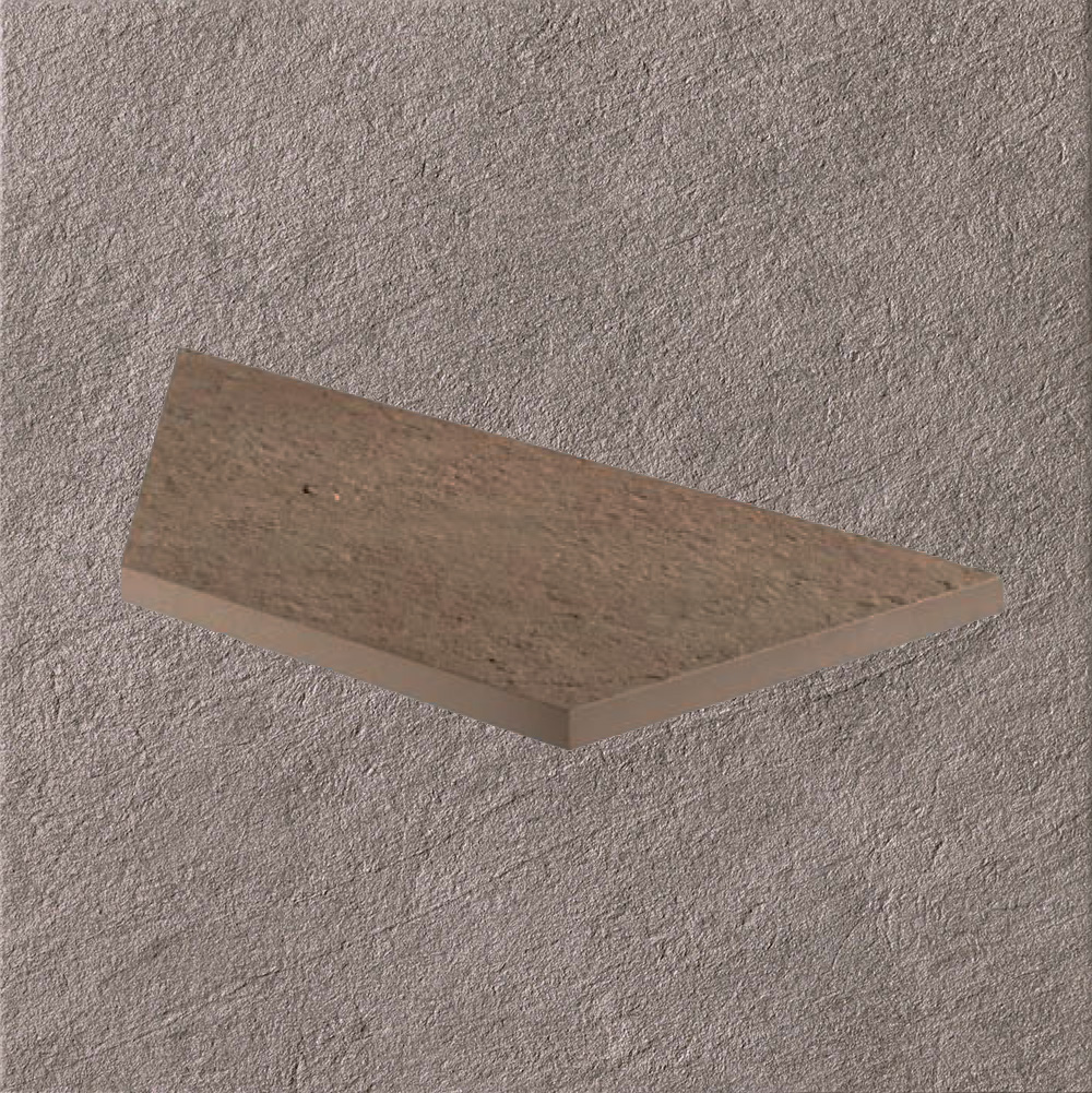 Тротуарная плитка Серо-коричневая Lastra. Спец. Элемент- Бортик Угловой Лс Клиф Гриджио \ Cliff Grigio Lineare Angolo Sx 300х600х20мм