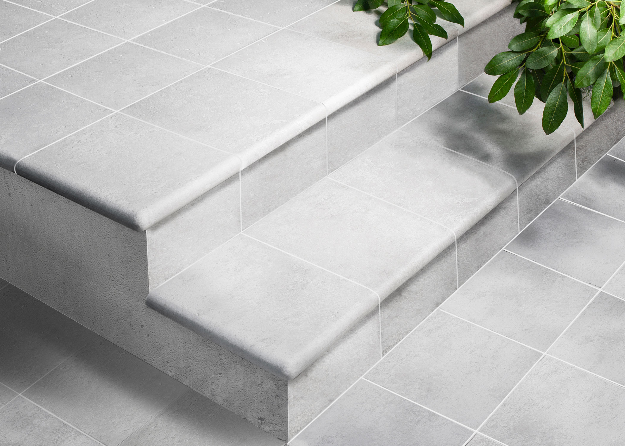 Manhattan White Exagres 330*330*12 мм, клинкерная ступень флорентинер- с капиносом, противоскользящая