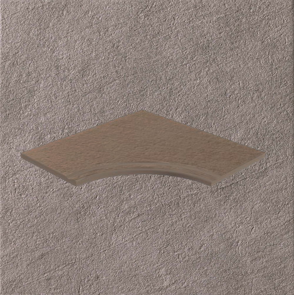 Тротуарная плитка Серо-коричневая Lastra. Спец. Элемент- Бортик Изогнутый с Выемкой Закругленный 30 Клиф Гриджио \ Cliff Grigio Curvilineo Svasato Round 30  300х600х20мм