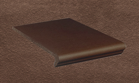 Клинкерная ступень флорентинер противоскользящая плитка Stroeher KERAPLATTE TERRA 210 brown 340*240*12 мм