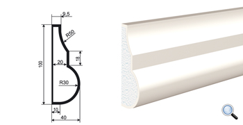 МОЛДИНГ цокольный для Фасада и Интерьера - лепнина, декор из пенополистирола ЦВ-100/1 100*40*2000 мм