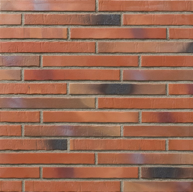 Клинкерная фасадная плитка облицовочная под кирпич Stroeher (Штроер) Glanzstueck Glanzstueck № 2 рельефная, 440*52*14 мм