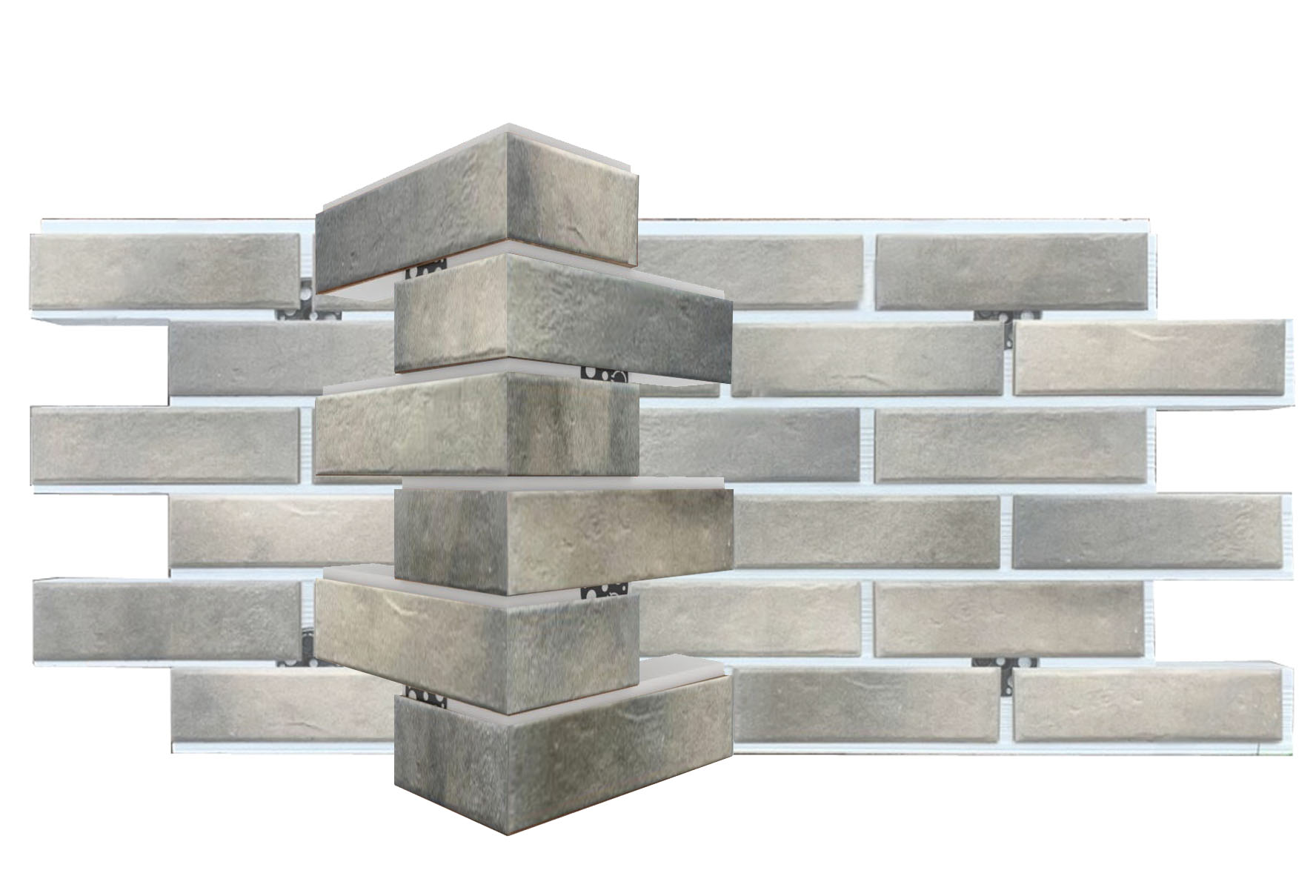 Retro Brick Pepper угловая фасадная термопанель из пенополистирола ППС 40 мм, 0,17 м2 с клинкерной плиткой