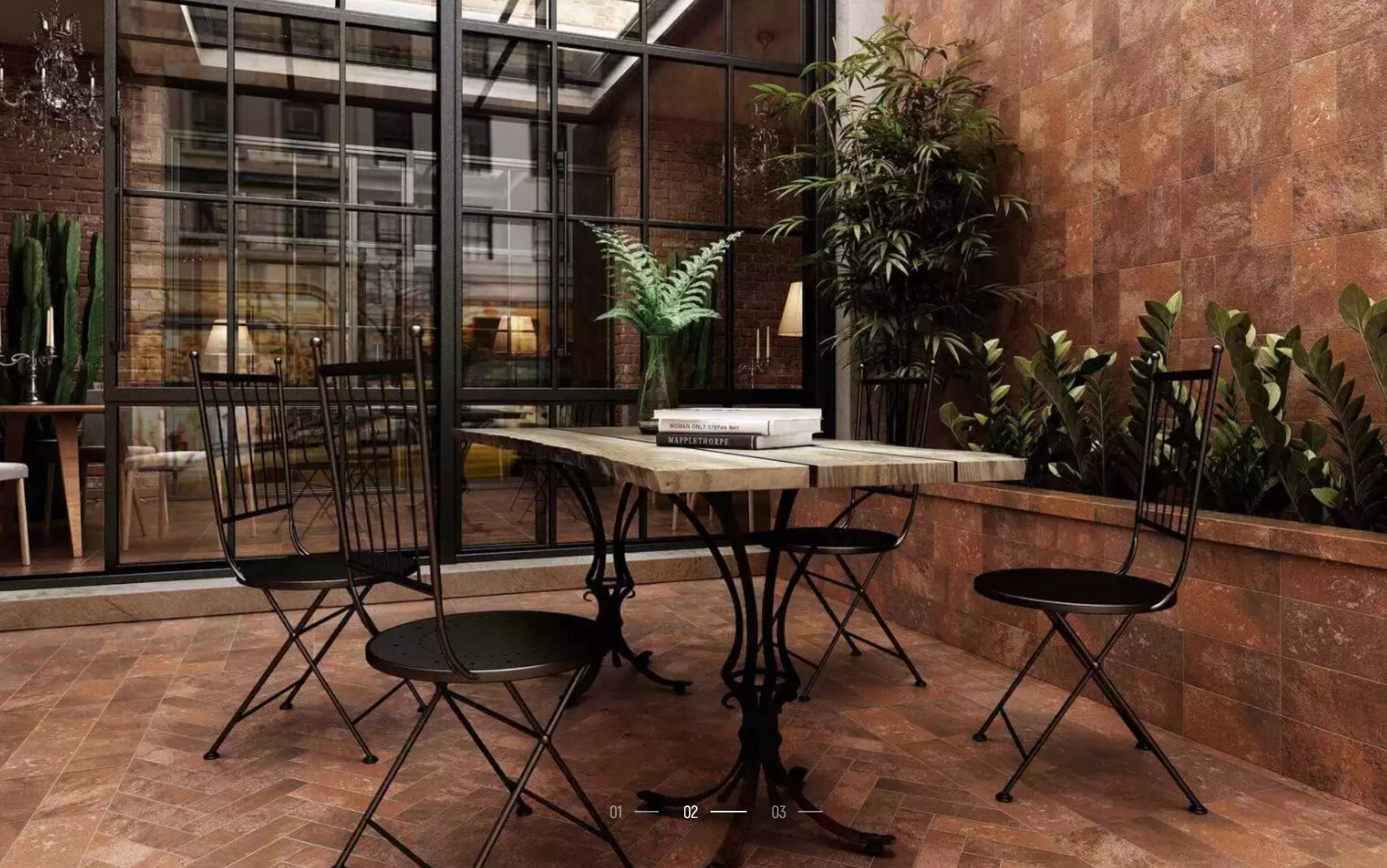 Manhattan Red Exagres 330*330*12 мм, клинкерная ступень флорентинер- с капиносом, противоскользящая