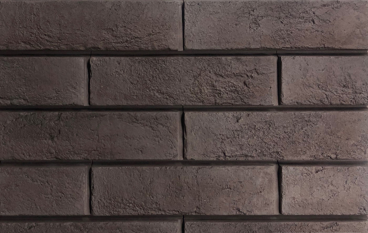 Бонн-6 Плитка под кирпич для навесного вент фасада без расшивки шва 253X68X26 мм RAL 8019 искусственный камень