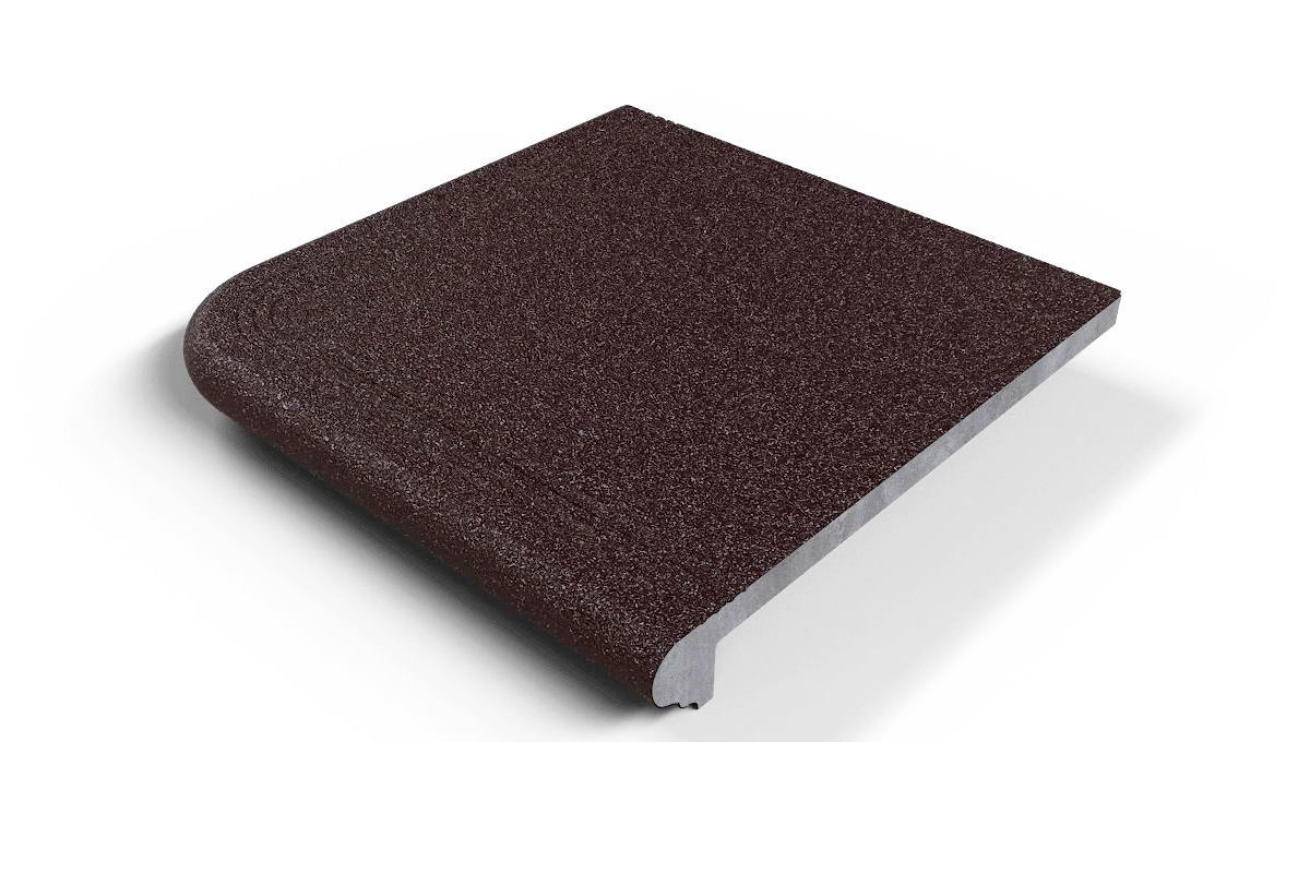 204 Угловая ступень Флорентинер противоскользящая с насечками, коричневая 330*330*17 мм
