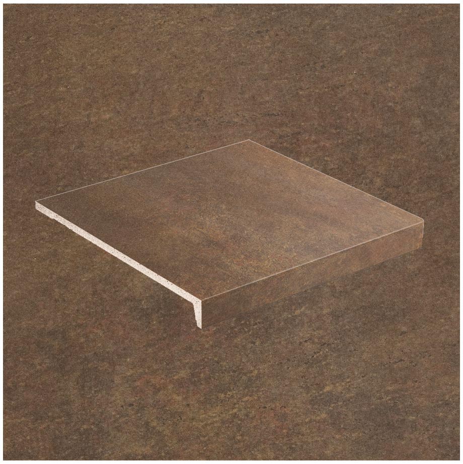 Клинкерная Ступень лофт противоскользящая плитка Stroeher KERAPLATTE ASAR 640 maro 294*340*35*11 мм