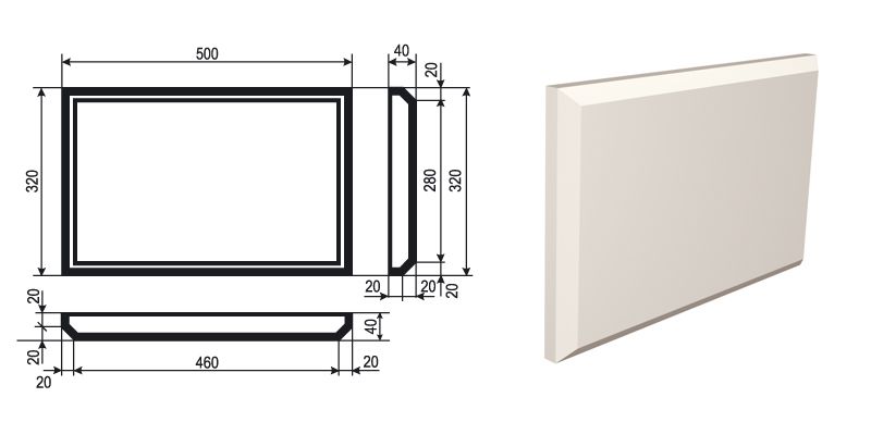 Рустовый камень (Боссажи)  для отделки Фасада углы - лепнина, декор из пенополистирола БВ-2/1 320*40*500 мм