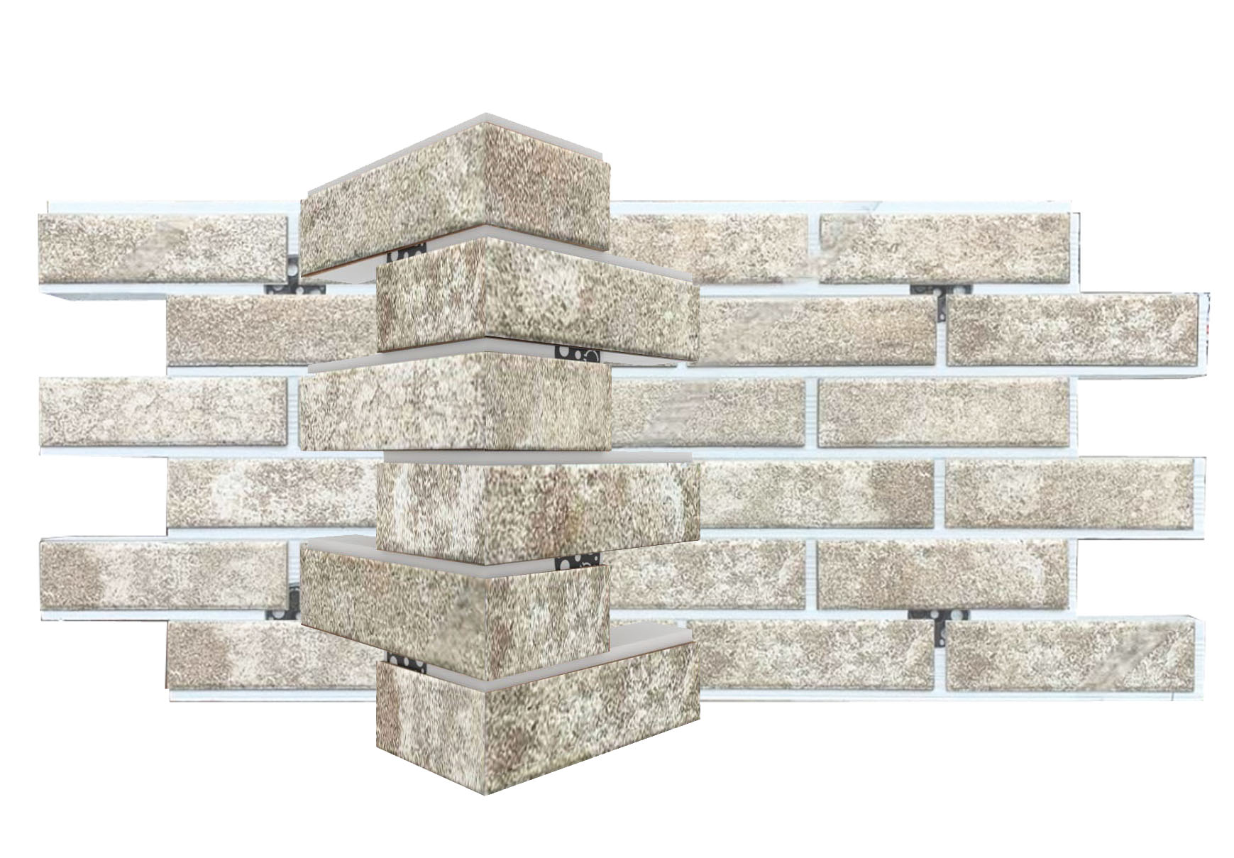 Hard Stone угловая фасадная термопанель из пенополистирола ППС 40 мм, 0,17м2 с клинкерной плиткой