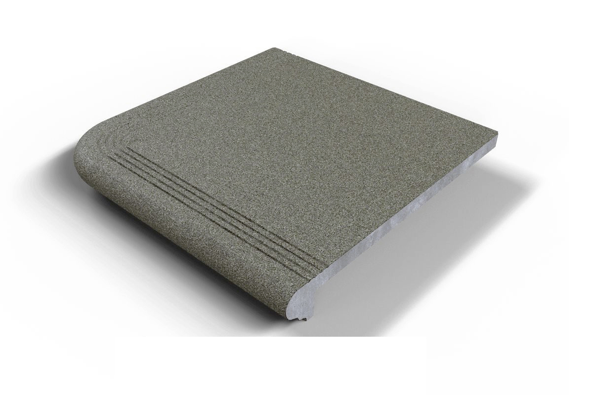 502 Угловая ступень Флорентинер противоскользящая с насечками, серая 330*330*17 мм