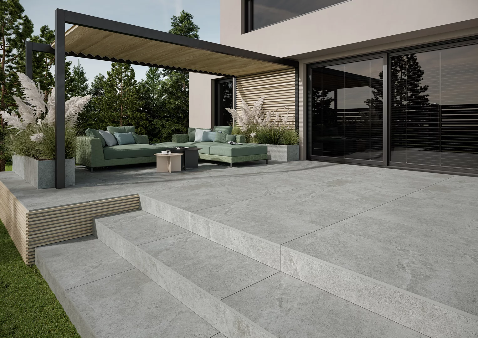 Authority Grey Gres 20 мм тротуарная плитка уличная, противоскользящая, керамогранитная 595*595*20 мм Paradyz