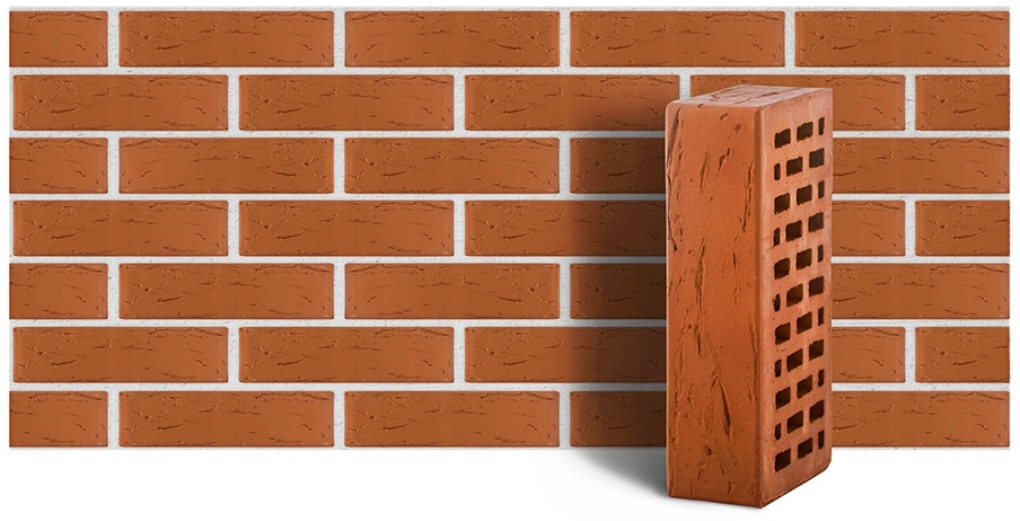 Кирпич лицевой керамический ЛСР пустотелый Янтарный рустик М175 250*120*65 мм