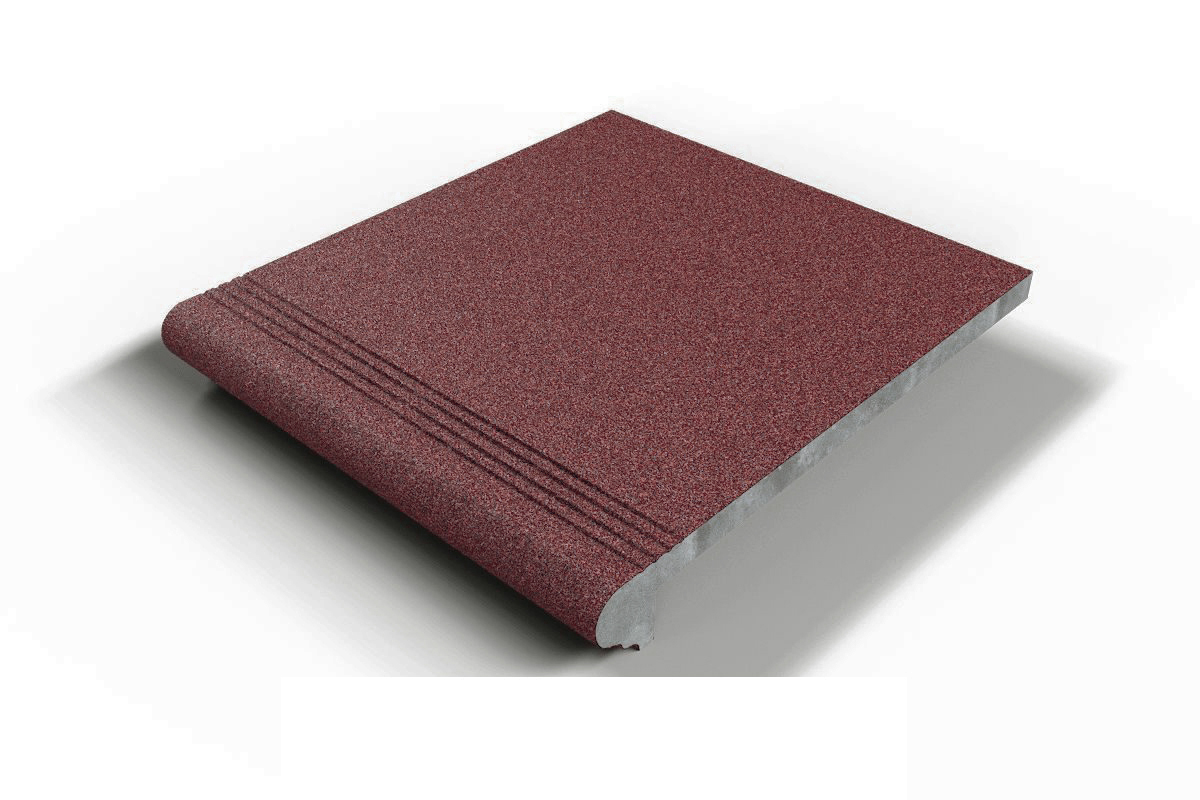 108 Ступень Флорентинер фронтальная противоскользящая с насечками, красный терракот 330*310*17 мм