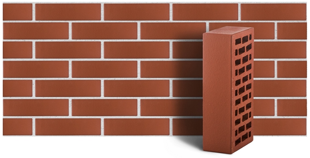 Кирпич лицевой керамический ЛСР пустотелый темно-красный гладкий М175 250*120*65 мм