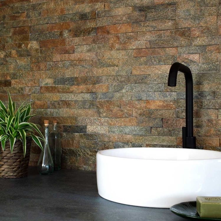 Кварцит Цветной 1308X 600*150*10-20 мм, натуральный камень для интерьера и фасада BD