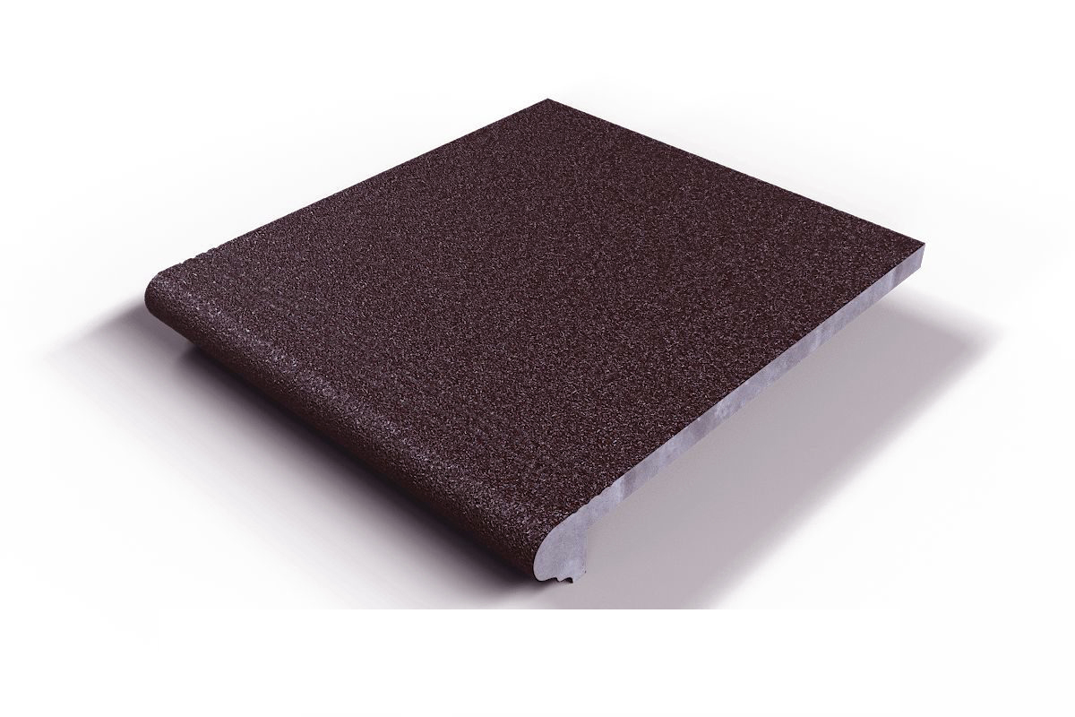 104 Ступень Флорентинер фронтальная противоскользящая с насечками, коричневый бордо 330*310*17 мм